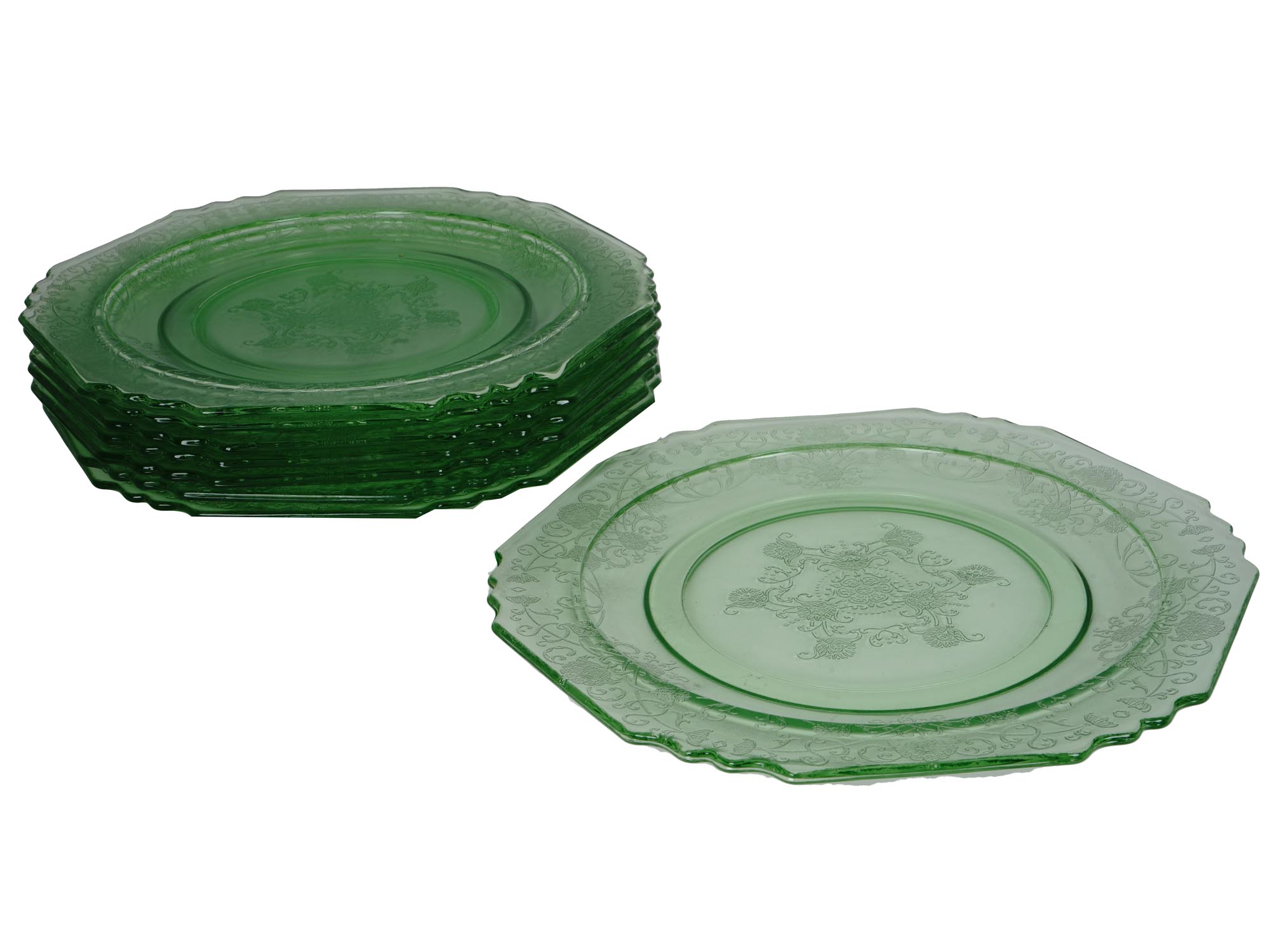 ANTIQUE DEPRESSION ERA GREEN GLASS WARES PIC-6